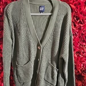 GAP NWT Women's Green Button Up Thyme Cardigan Sweater Size XLarge